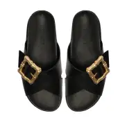Enola Crossed Sporty Sandal(5,Black)