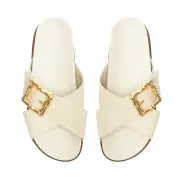Enola Crossed Sporty Sandal(5,Pearl)