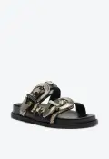 Harper Sporty Leather Sandal(5,Black)