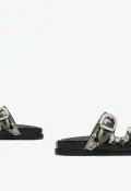 Harper Sporty Leather Sandal(5,Black)