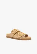 Enola Sporty Woven Leather Sandal(5,Beige)