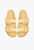 Enola Sporty Woven Leather Sandal(5,Beige)