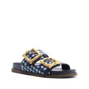 Enola Sporty Woven Leather Sandal(5,Blue)