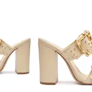 Enola Studs Leather Sandal(5,Eggshell)