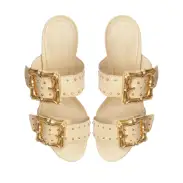 Enola Studs Leather Sandal(5,Eggshell)