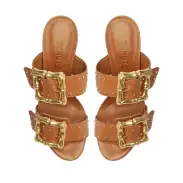 Enola Studs Leather Sandal(5,Honey Peach)
