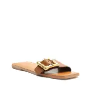Enola Leather Sandal(5,New Wood)