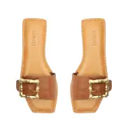 Enola Leather Sandal(5,New Wood)