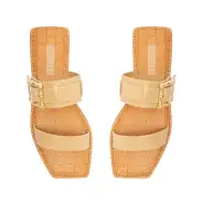 Enola Double Leather Sandal(5,Light Beige)