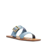 Enola Double Leather Sandal(5,Blue)