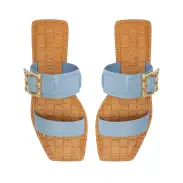 Enola Double Leather Sandal(5,Blue)