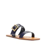 Enola Double Leather Sandal(5,Blue)
