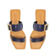 Enola Double Leather Sandal(5,Blue)