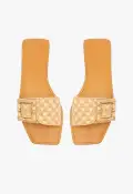Enola Woven Leather Sandal(5,Beige)
