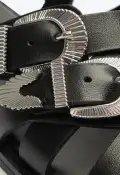 Harper Leather Sandal(5,Black)