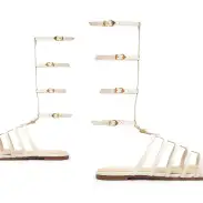 Hayden Crocodile-Embossed Leather Sandal(5,Pearl)