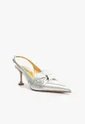 Fiorella Mid Leather Pump(5,Silver)