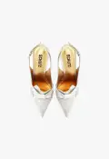 Fiorella Mid Leather Pump(5,Silver)