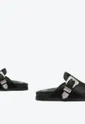 Grace Leather Flat(5,Black)