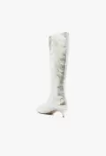 Gail Up Smashed Metallic Leather Boot(5,Silver)