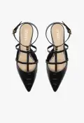 Hayden Ballet Crocodile-Embossed Leather Flat(5,Black)