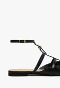 Hayden Ballet Crocodile-Embossed Leather Flat(5,Black)