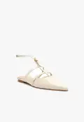 Hayden Ballet Crocodile-Embossed Leather Flat(5,Pearl)