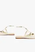 Hayden Ballet Crocodile-Embossed Leather Flat(5,Pearl)