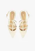 Hayden Ballet Crocodile-Embossed Leather Flat(5,Pearl)