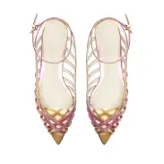 Iris Specchio Leather Flat(5,Gold)