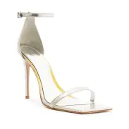 Jenna Specchio Leather Sandal(5,Silver)