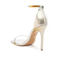 Jenna Specchio Leather Sandal(5,Silver)