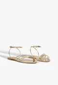 Inez Specchio Leather Sandal(5,Gold)