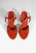 Hilda Curve Suede Sandal(5,Orange)