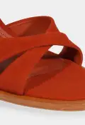 Hilda Curve Suede Sandal(5,Orange)