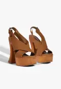 Jennifer Platform Suede Sandal(5,Brown)