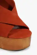 Jennifer Platform Suede Sandal(5,Orange)