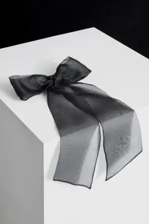 OVERSIZED ORGANZA BOW(NAVY)