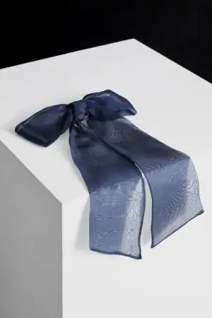 OVERSIZED ORGANZA BOW(NAVY)