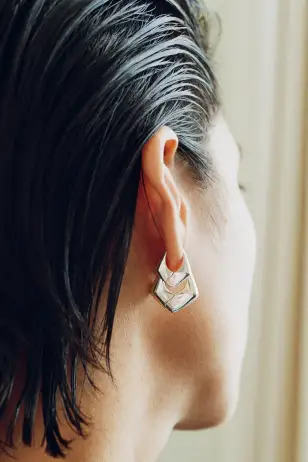 PYRAMID HOOPS(Sterling Silver,Small)