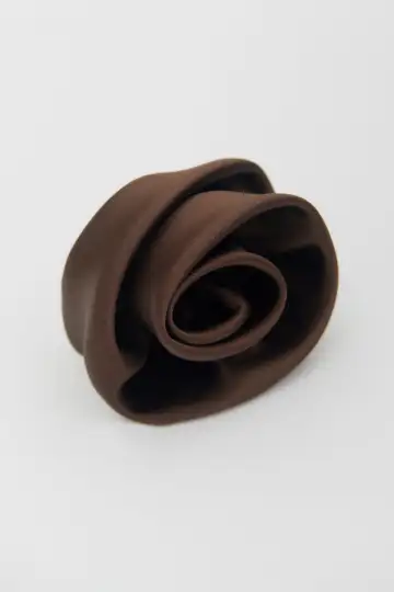 SATIN ROSE HAIR TIE(BLACK)
