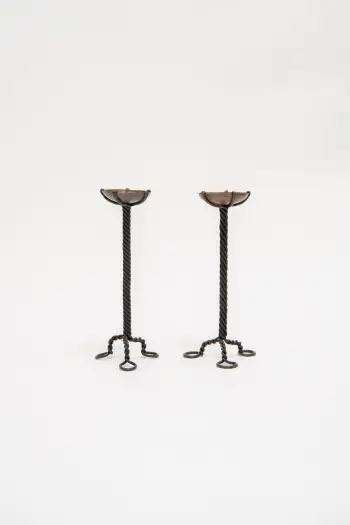 ANONYMOUS. PAIR OF METAL CANDLESTICKS. C. 1950