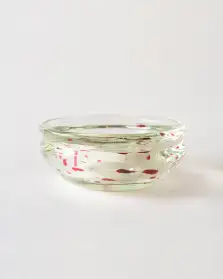 ANDRÉ THURET GLASS BOWL WITH RED INCLUSIONS C. 1930